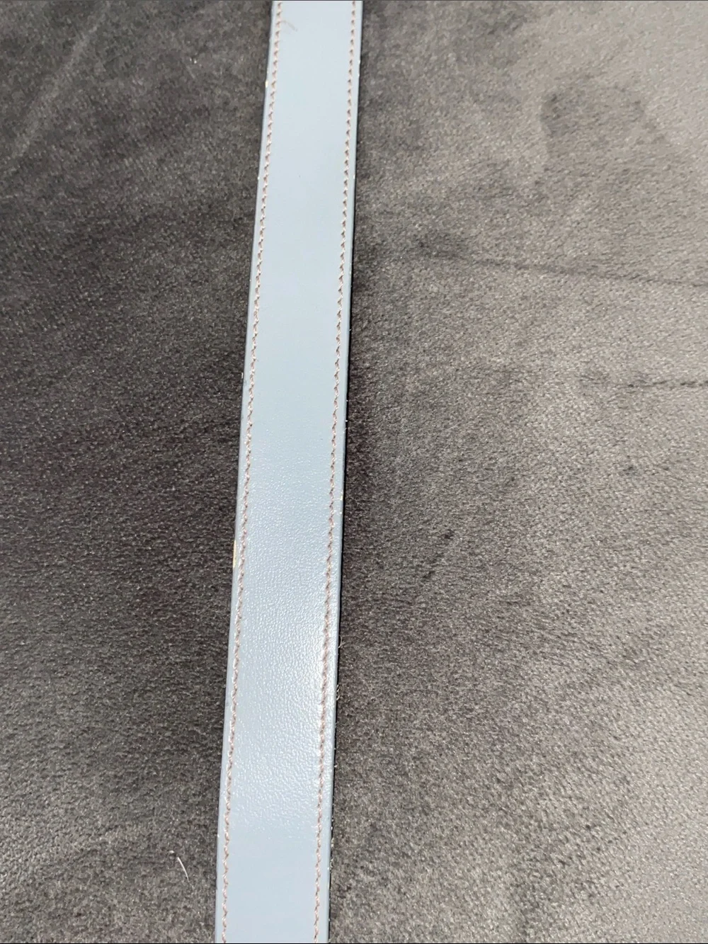 Vintage Pierre Cardin Leather Belt Light Gray Gold Buckle Skinny